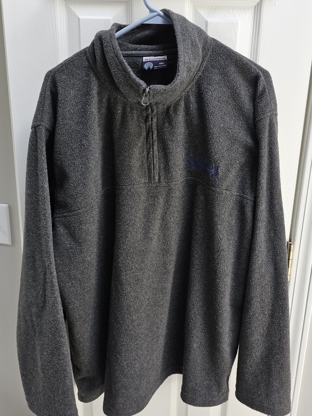 Weatherproof Gray Fleece Jacket with Navy Label